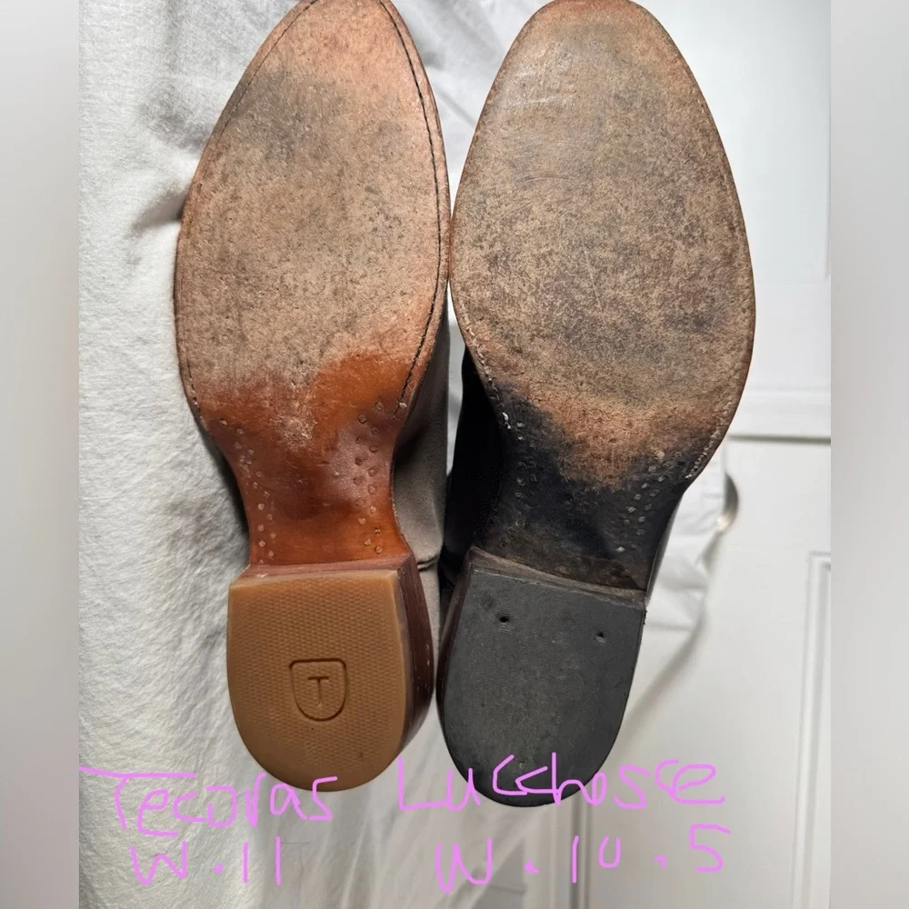 Lucchese Womens Boots Size 10.5 Black Cherry Vintage Goat Skin Leather Knee High - Picture 11 of 13